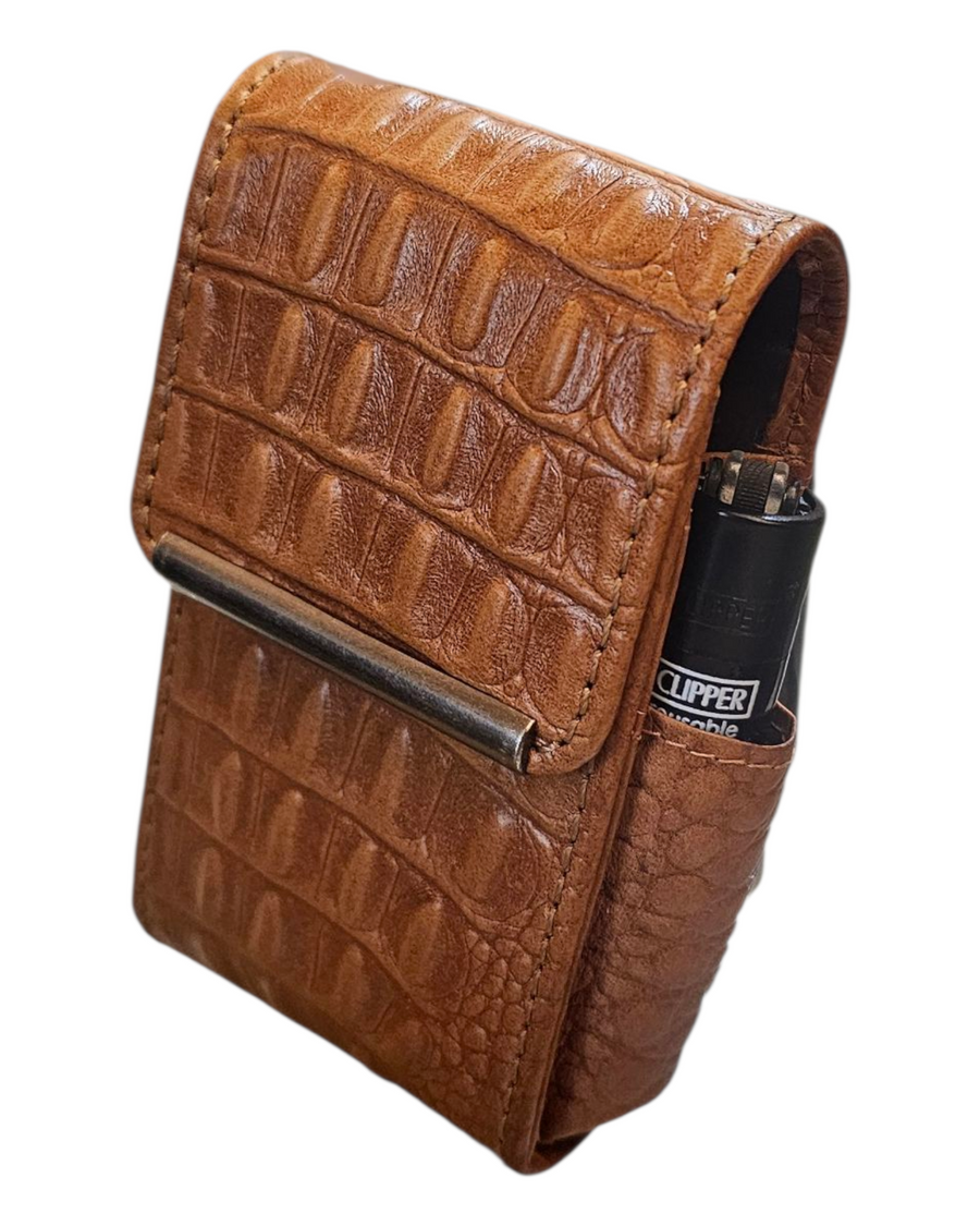 PORTAPACCHETTO LUBINSKI CROCO IN PELLE SIA PER SIGARETTE NORMALI CHE 100'S