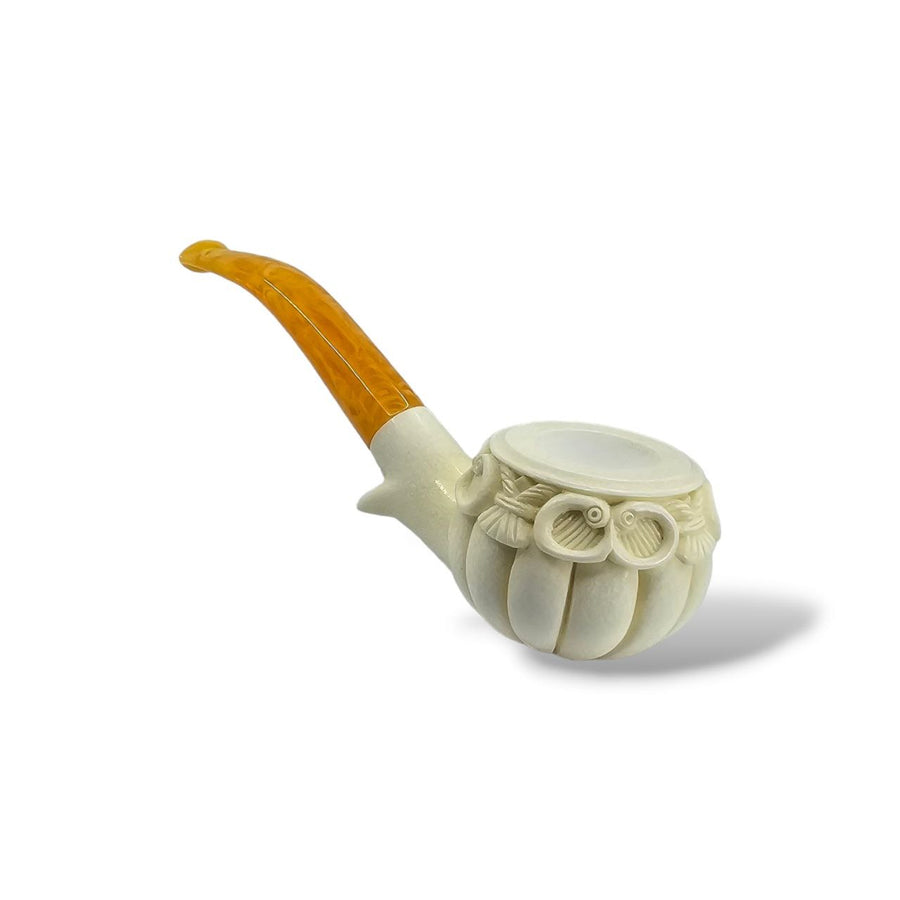 Pipa Lubinski Meerschaum in Schiuma di Mare Scolpita Floral Stand Up
