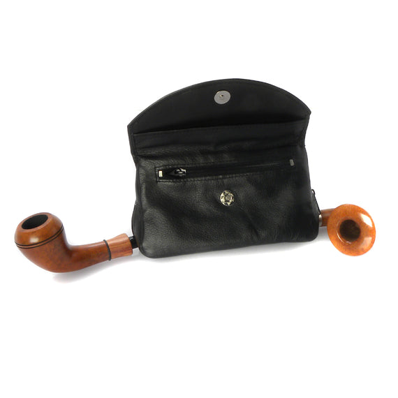 Borsa portapipe nera per 2 pipe