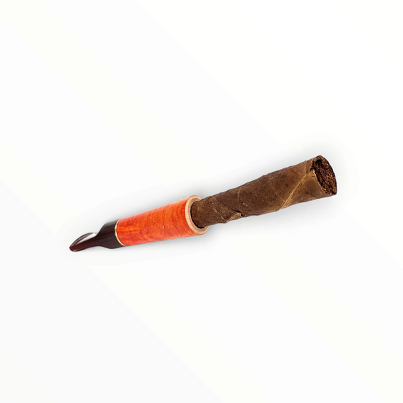 Bocchino Floppypipe per sigaro toscano in radica di erica e metacrilato nero con vano per filtro da 9 mm