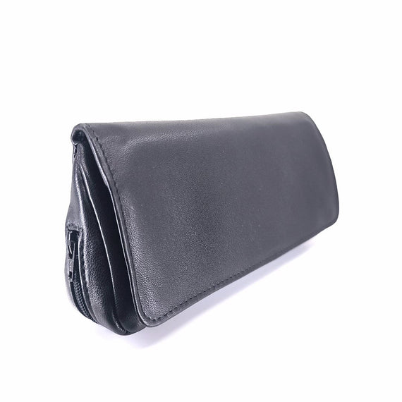 Bag for 2 pipes and black tobacco in genuine leather made in Italy