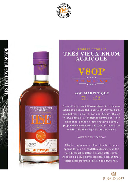 HSE RHUM AGRICOLE -TRES VIEUX HSE VSOP PORT CASK - c.a.