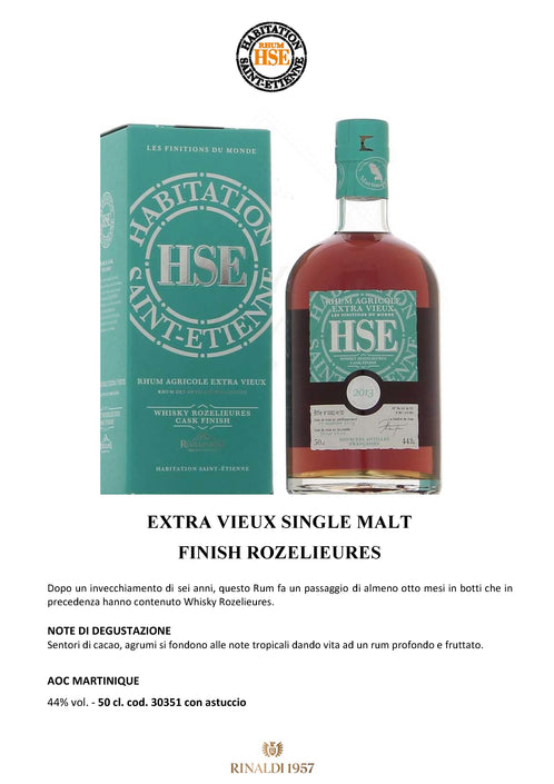 HSE RHUM AGRICOLE - FINISH DAL MONDO -EXTRA VIEUX SINGLE MALT FINISH ROZELIEURES