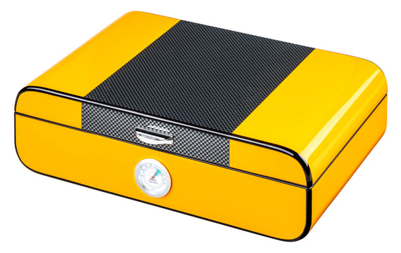 Humidor medio Laccato giallo cvon inserti in carbonio Brebbia x 30 sigari