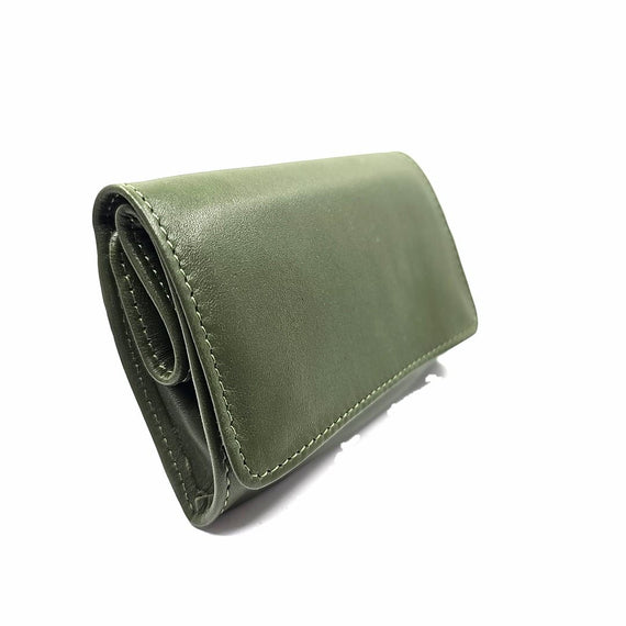 Nuovo portatabacco piccolo verde muschio in pelle