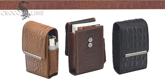 PORTAPACCHETTO LUBINSKI CROCO IN PELLE SIA PER SIGARETTE NORMALI CHE 100'S
