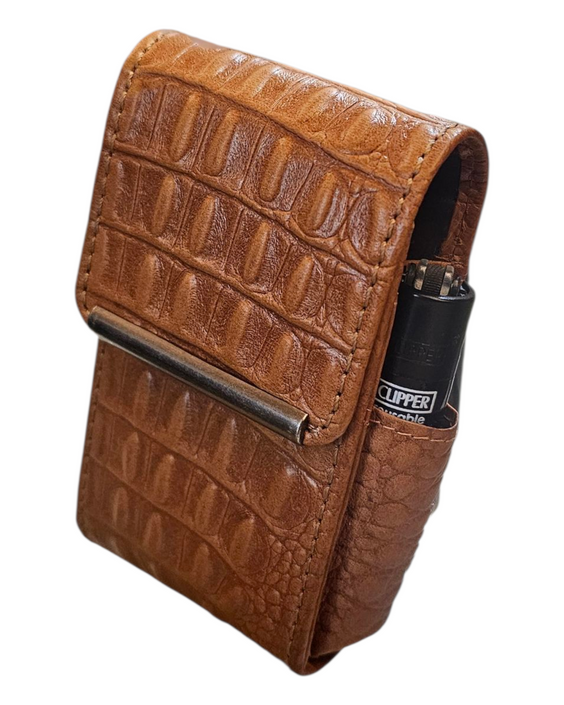 PORTAPACCHETTO LUBINSKI CROCO IN PELLE SIA PER SIGARETTE NORMALI CHE 100'S