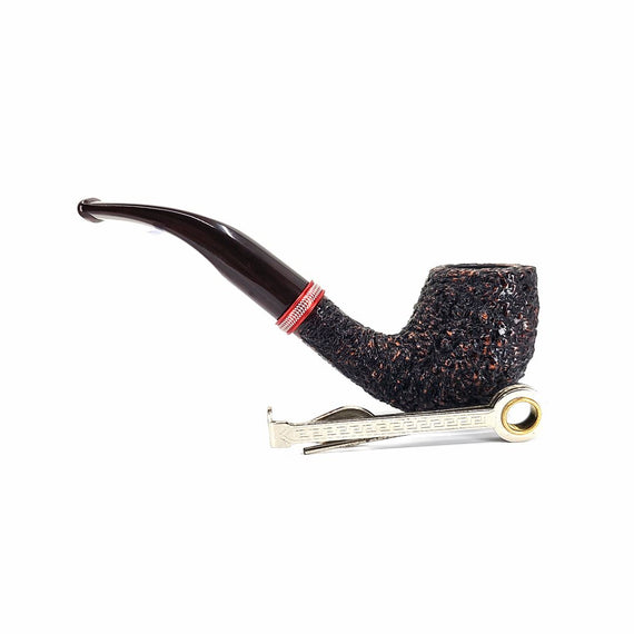 Pipa Brebbia Logo 6222 rusticata con ghiera in alluminio anodizzata e incisa