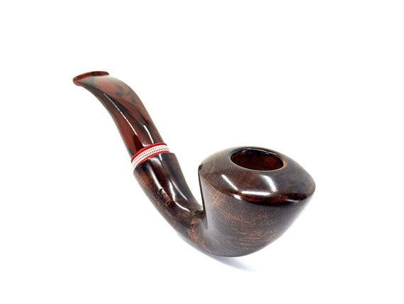 Pipa Brebbia Logo Noce 6023 liscia con ghiera in alluminio anodizzata e incisa