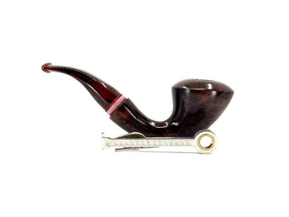 Pipa Brebbia Logo Noce 6023 liscia con ghiera in alluminio anodizzata e incisa