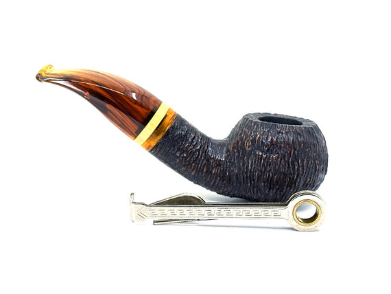 Pipe Brebbia Ninja 602 sandblasted combed bent apple pot 9mm filter or reducer