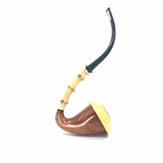 Pipa C-Pipe Liscia Gruppo 6 Calabash Bamboo con 2 Cap - Bocchino Cumberland Verde