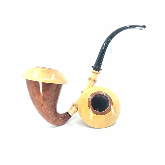 Pipa C-Pipe Liscia Gruppo 6 Calabash Bamboo con 2 Cap - Bocchino Cumberland Verde