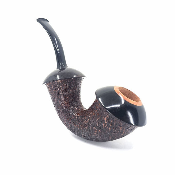 Pipa C-Pipe Liscia Gruppo 8 Reverse Calabash Sabbiata con Bocchino in Ebanite - Artigianale