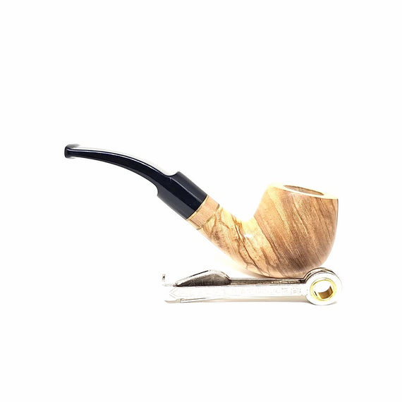 Pipa Floppy Ulivia Billiard Semi Bent Apple Liscia in Ulivo