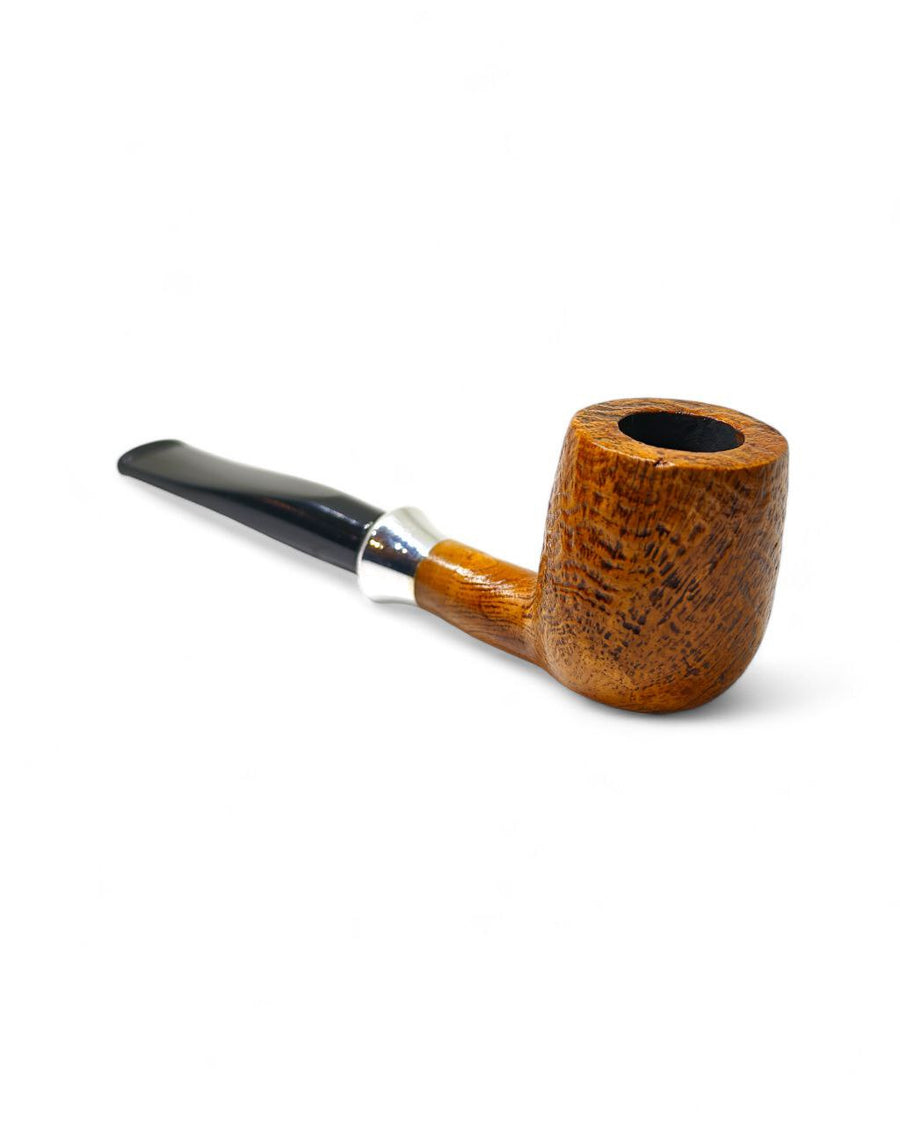 Floppy Winter Series Billiard Sandblasted Pipe with Alpaca Ferrule - 3mm Handcrafted Straight Pipe