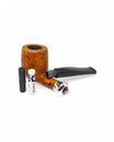 Floppy Winter Series Billiard Sandblasted Pipe with Alpaca Ferrule - 3mm Handcrafted Straight Pipe
