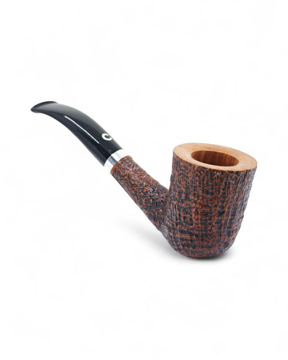Pipa Il ceppo sabbiata marrone bent con ghiera in argento gr 1