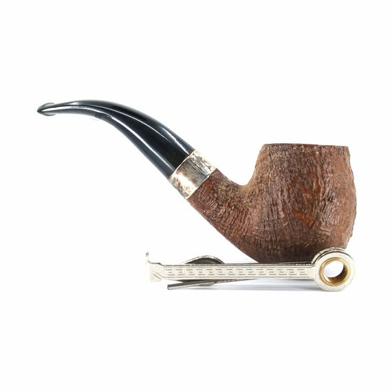 Ben Wade Silver Ring Bent Sandblasted English Pipe
