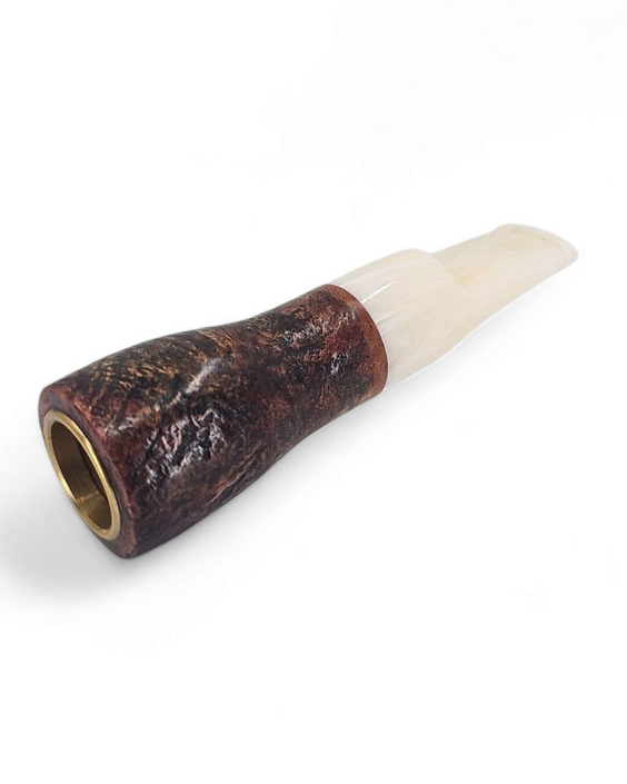 Pipa Paronelli Spinnline Reverse Calabash sabbiata Bocchino a sella Bianco