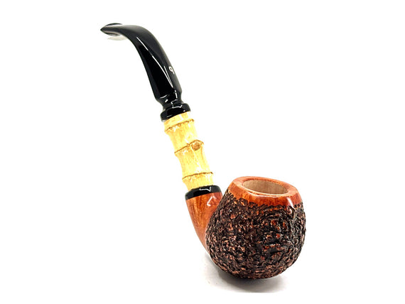 Pipa Pascucci Rusticata Bent Apple con innesto in bamboo 2 pipe in 1