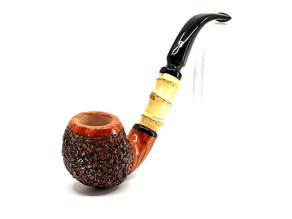 Pipa Pascucci Rusticata Bent Apple con innesto in bamboo 2 pipe in 1