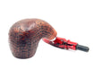 Sandblasted Pascucci Pipe Bent Apple with Red Mouthpiece and Silver Ferrule