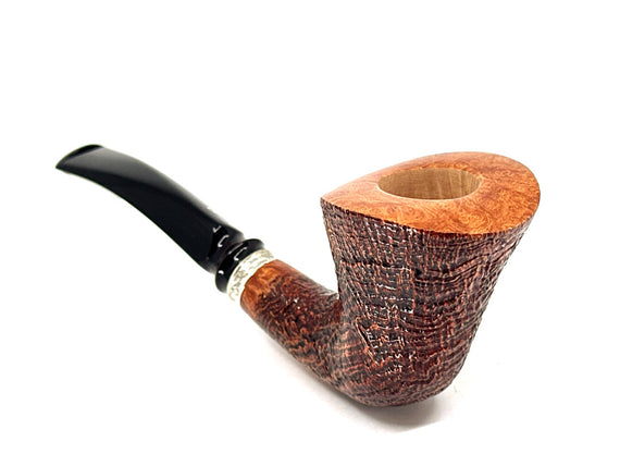 Pipa Pascucci Sabbiata Bent Dublin Ghiera in argento lavorata