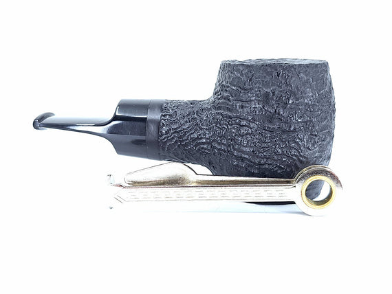 Pipa Talamona Reverse Calabash Barrel Stand Up Sabbiata Nera