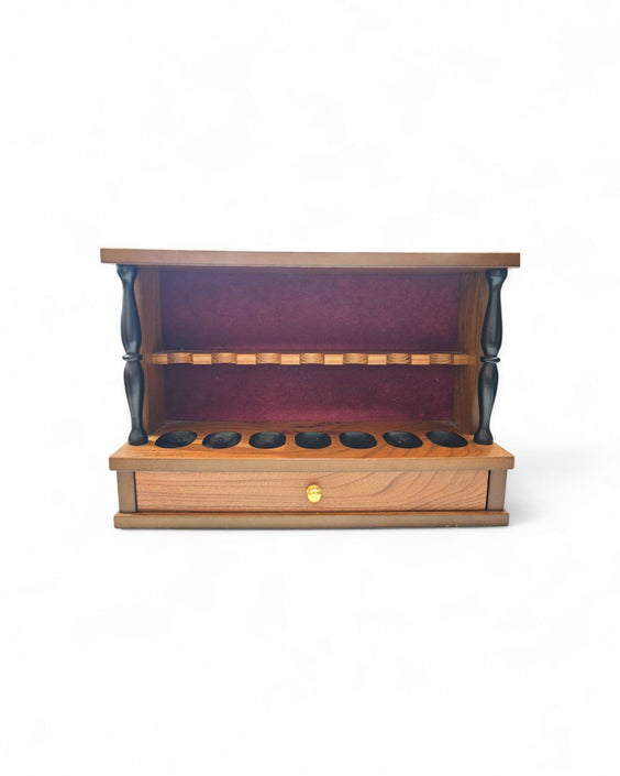 Portapipe Classico Lubinski in Noce - 7 Posti con Cassetto e Velluto Rosso Seconda mano