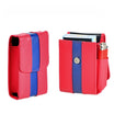 Red and Blue leather pouch and lighter for classic cigarettes