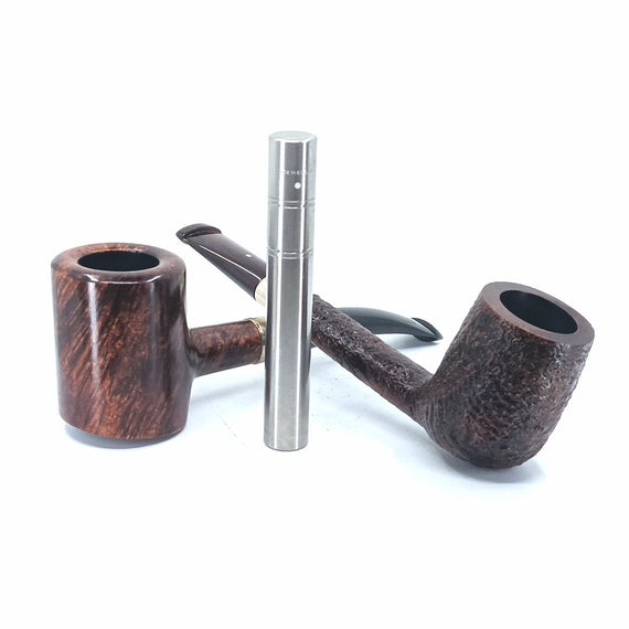 Dunhill: Set 2 Pipes Cumberland 4104 Amber Root 5120 with tamper and Ventage Case