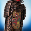 Whisky giapponese Floppypipe Shinobu Shogun in bottiglia a forma di armatura samurai con finitura in rovere Mizunara