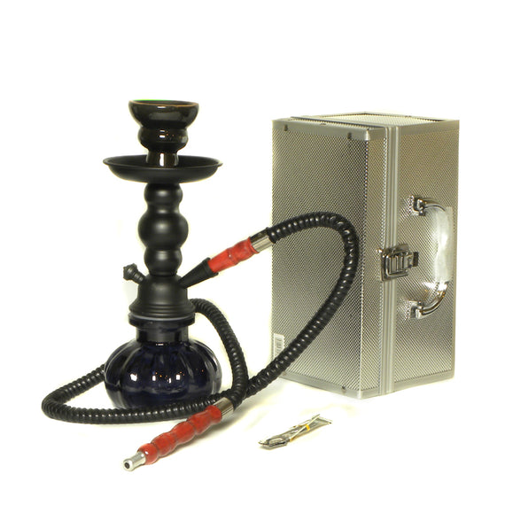 Shisha narghilè nero a una canna con baule 28 cm