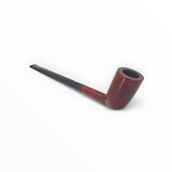 Pipa Dunhill Root Briar del 1962, forma Dublin dritta in radica chiara con bocchino nero e puntino bianco.