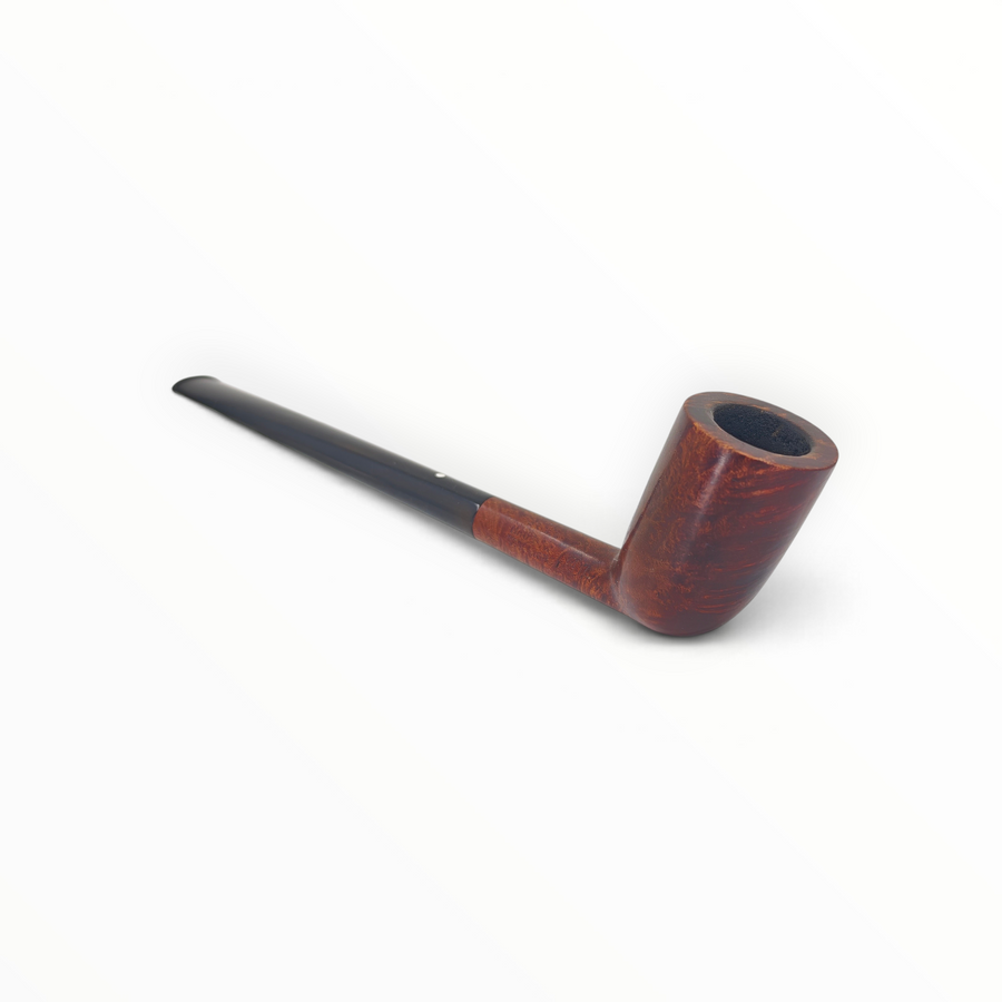 Pipa Dunhill Root Briar del 1962, forma Dublin dritta in radica chiara con bocchino nero e puntino bianco.