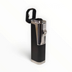 Accendino Floppypipe Eurojet 3 jet flame nero opaco con finiture cromate e coperchio a scatto aperto