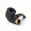 Alfred Dunhill The White Spot Year of the Horse Zodiac Pipe, black shell briar bent pot with silver band and engraved horse.