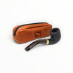 Floppypipe Alfred Dunhill Zodiac Year of the Horse Bent Pot pipe with black Shell Briar finish and silver band, with terracotta leather case.