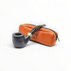 Alfred Dunhill The White Spot Year of the Horse Zodiac Pipe 2026, black shell briar bent pot with silver band and terracotta pouch.