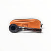 Alfred Dunhill The White Spot Year of the Horse Zodiac Pipe 2026, bent pot shape, black shell briar finish, silver band with horse engraving, and terracotta leather pouch.