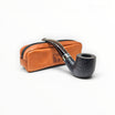 Floppypipe Alfred Dunhill Zodiac Pipe Year of the Horse, black shell briar bent pot with silver band and terracotta leather pouch.