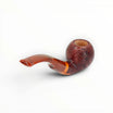 Floppypipe Pipa Pascucci Sabbiata Bent Apple in brown-red briar with smooth rim and marbled red/earth methacrylate mouthpiece.