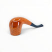 Floppypipe Bent Billiard pipe, natural clear smooth finish with bird's eye briar wood and black mouthpiece.