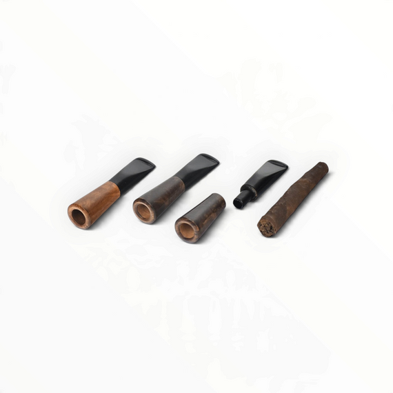 Bocchini per sigaro Toscano Floppypipe in radica di erica e metacrilato nero, fatti a mano in Italia