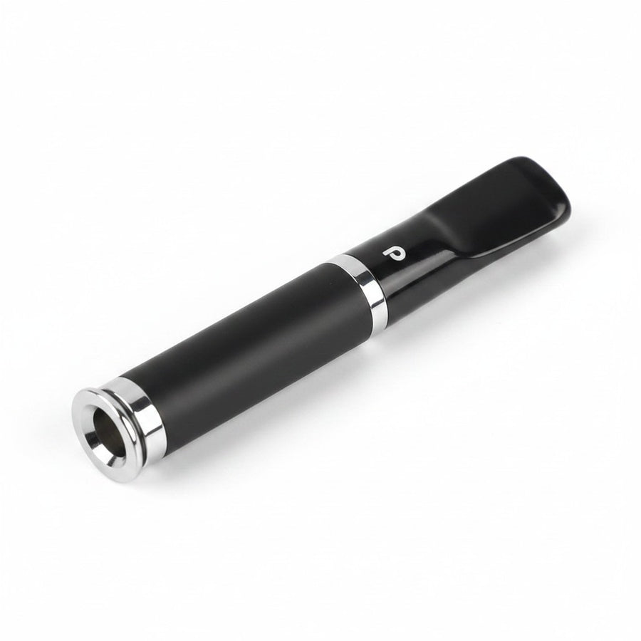 Bocchino per sigaretta Floppypipe Denicotea Twin nero con dettagli cromati e adattatore per formati standard e slim