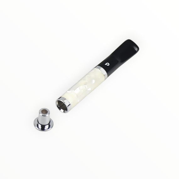 Bocchini per sigarette Floppypipe Denicotea Twin con adattatore per formati standard e slim, finiture varie e scatola.