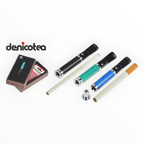 Bocchini per sigarette Floppypipe Denicotea Twin in fibra di carbonio con adattatore per formati standard e slim