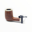 Floppypipe Brebbia Pura Maigret briar pipe with 925 silver rim and shank band, featuring a smooth bird's eye finish.