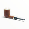 Floppypipe Brebbia Pura Maigret pipe with smooth briar wood, 925 silver rim and shank band, and black acrylic stem.